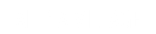 The image displays the text "ALICIA VILLAGE" in large white letters on a green background.